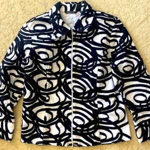 Samuel Dong Black White Ribbon Applique Jacket size Medium